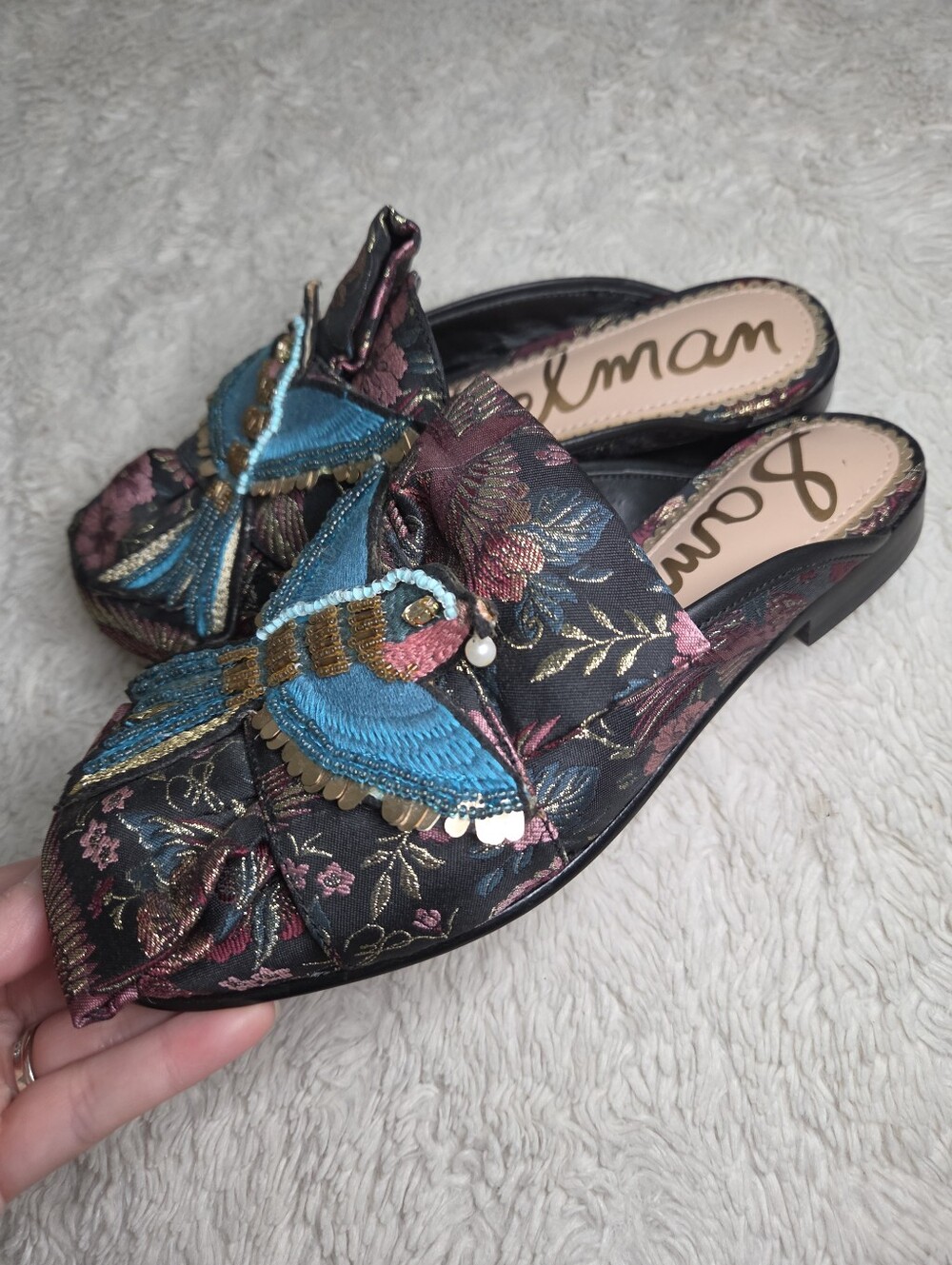 Women's Sam Edelman Anthropologie Bestickte Slides Shoes Sz 5